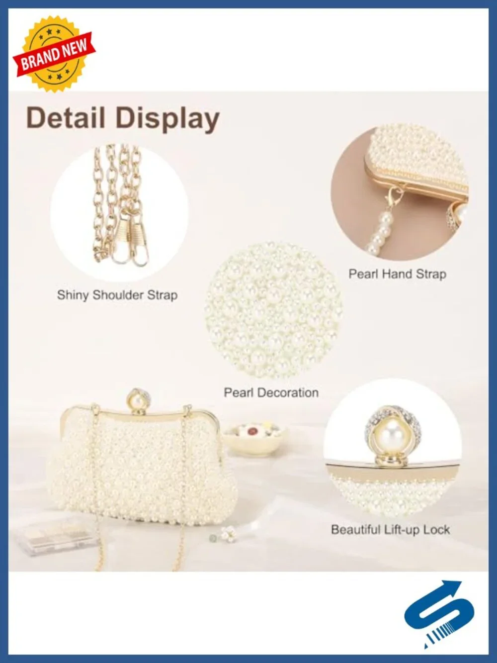 Pearl Clutch Bag Evening Purses Women Handmade Crossbody Wristlet